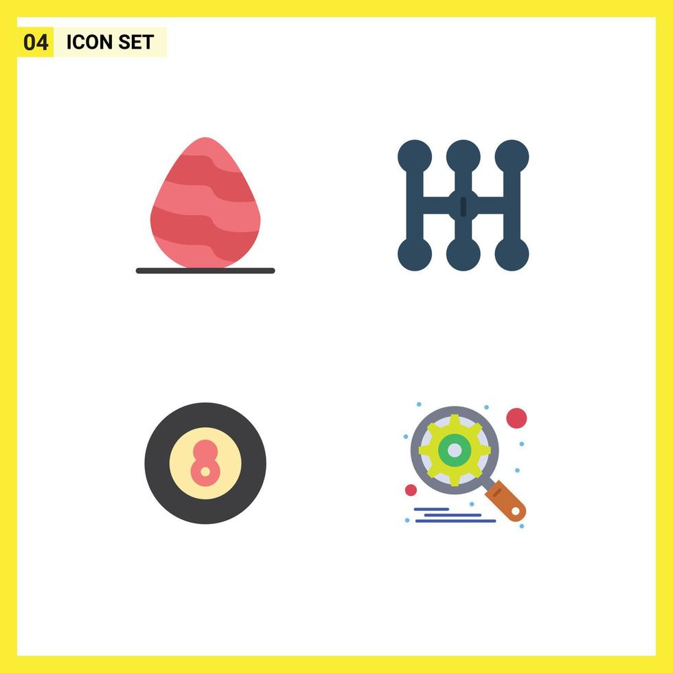 4 User Interface Flat Icon Pack of modern Signs and Symbols of easter game spring transmission engine Editable Vector Design Elements