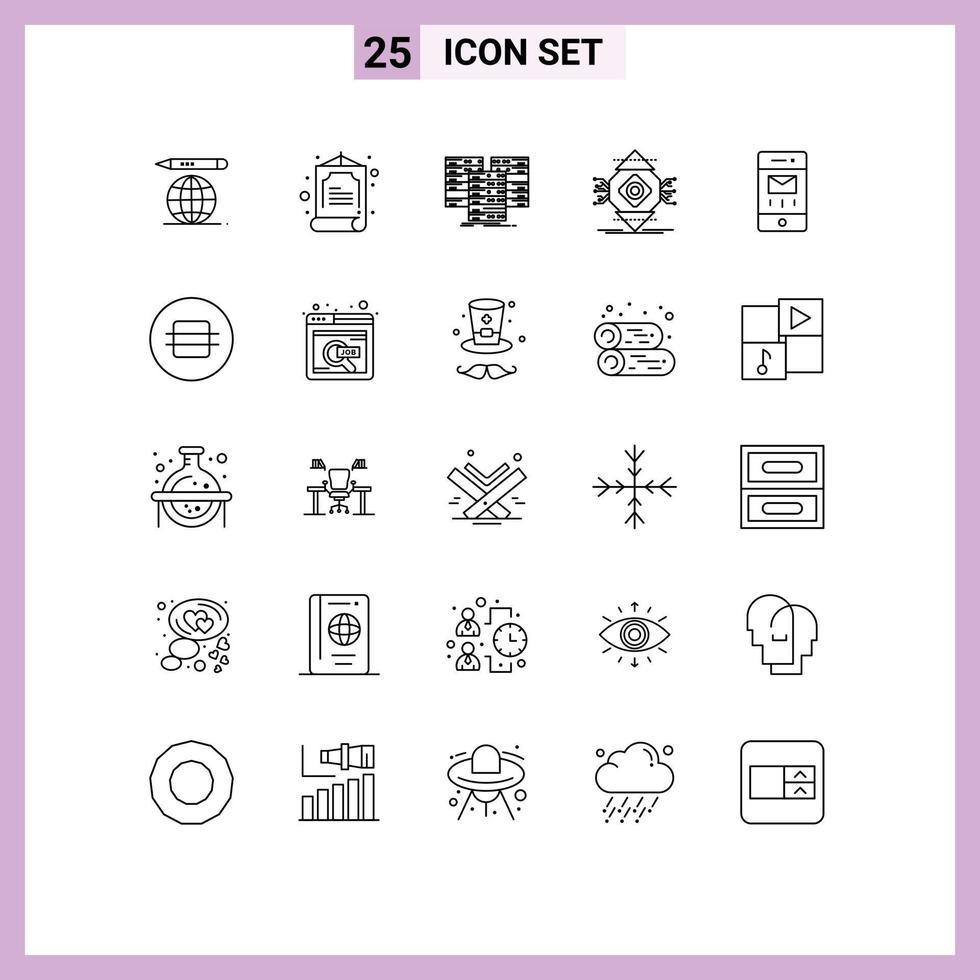 Group of 25 Modern Lines Set for interface concept data computer computing Editable Vector Design Elements