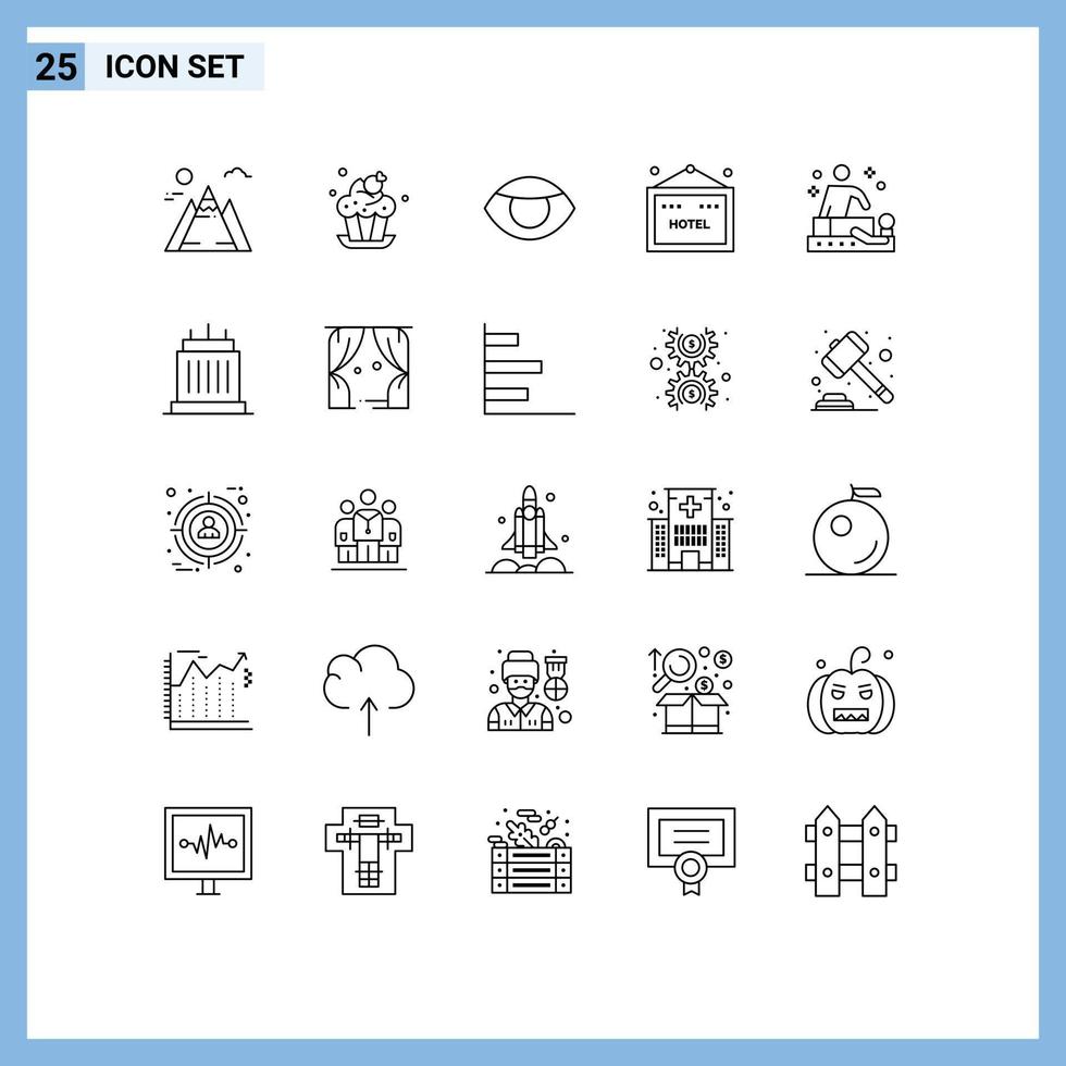 Pictogram Set of 25 Simple Lines of wellness relaxation face massage sign Editable Vector Design Elements