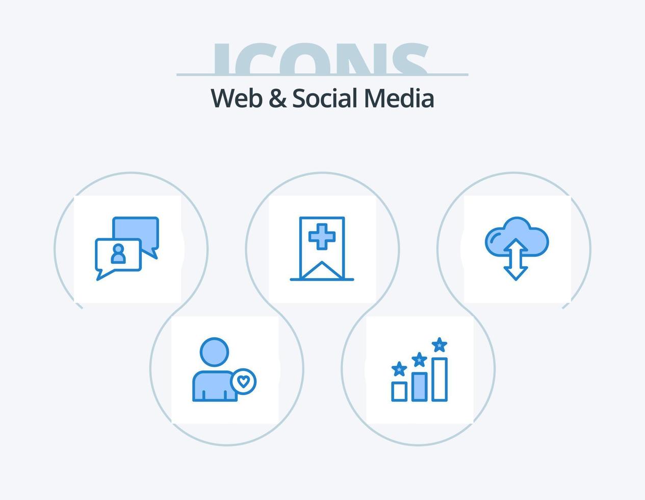 Web And Social Media Blue Icon Pack 5 Icon Design. . up. man. arrow. media vector