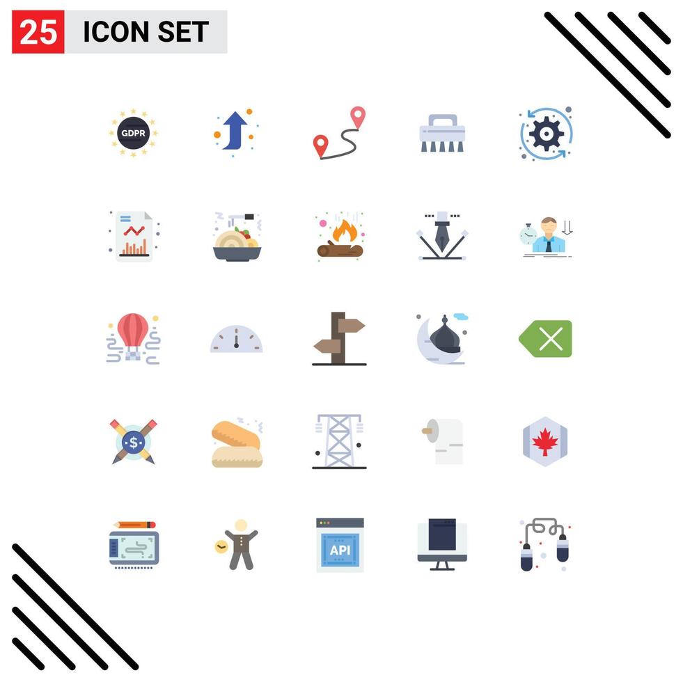 Flat Color Pack of 25 Universal Symbols of business system pin refresh set Editable Vector Design Elements