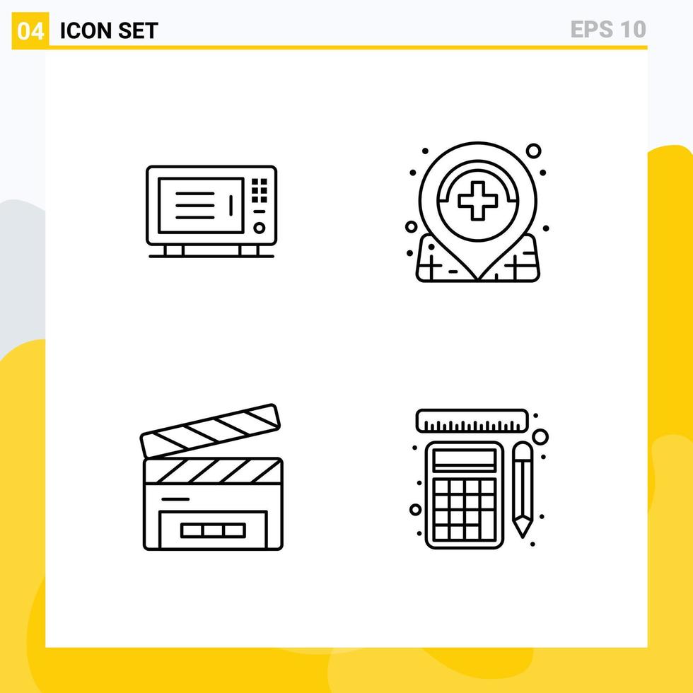User Interface Pack of 4 Basic Filledline Flat Colors of electric clapper oven location film flap Editable Vector Design Elements