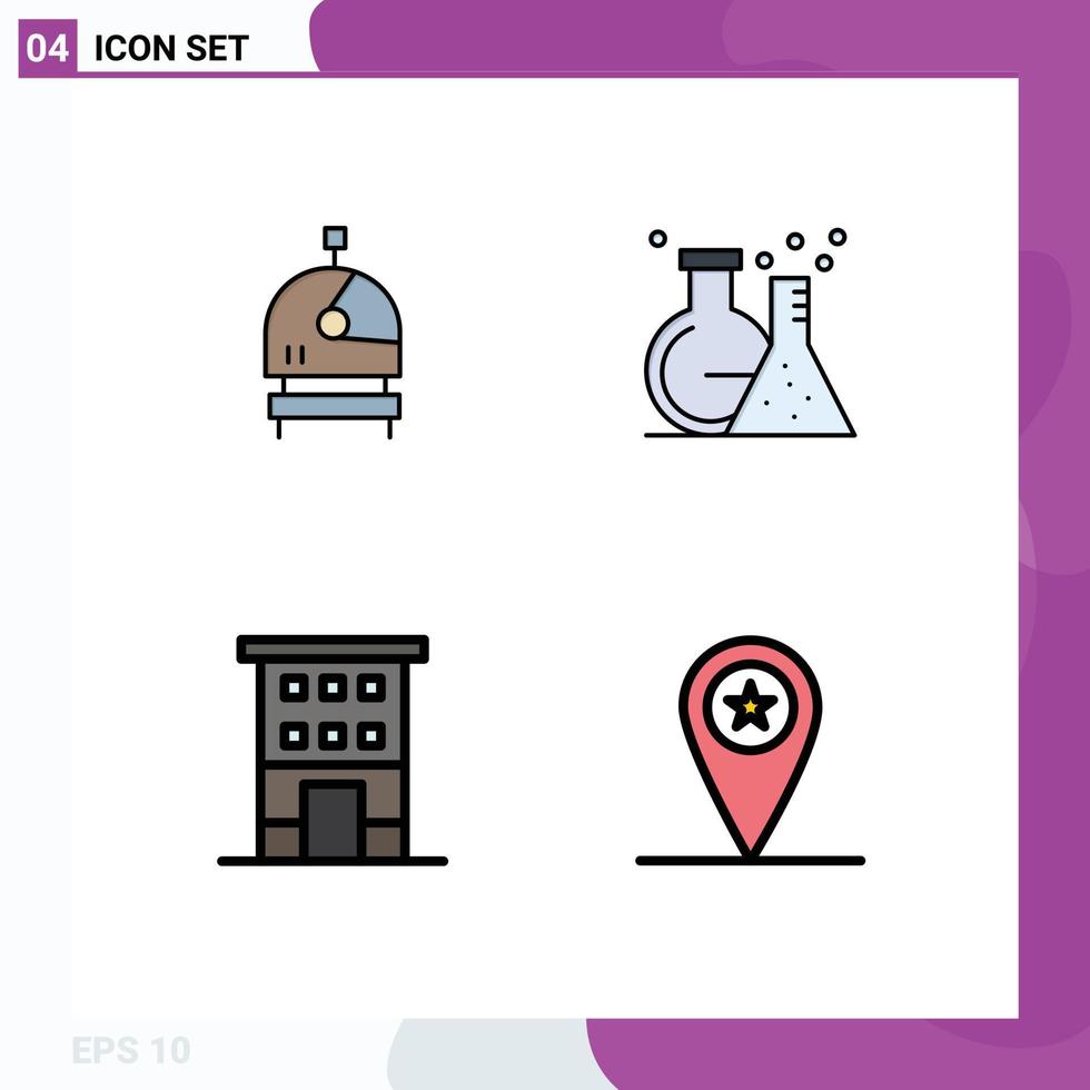 4 Creative Icons Modern Signs and Symbols of astronaut house flask test shops Editable Vector Design Elements