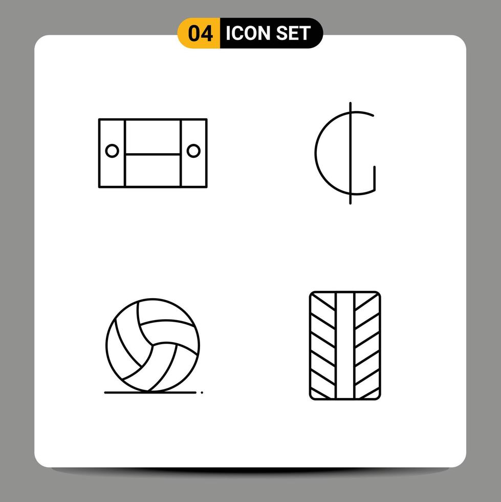 Line Pack of 4 Universal Symbols of cabinet ireland home appliances paraguay sport Editable Vector Design Elements