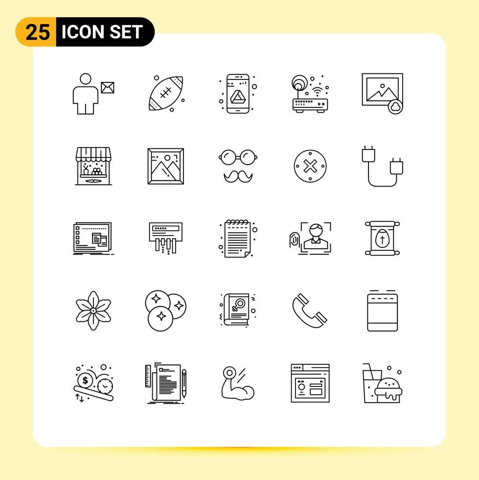 Stock Vector Icon Pack of 25 Line Signs and Symbols for wifi modem ireland device storage Editable Vector Design Elements