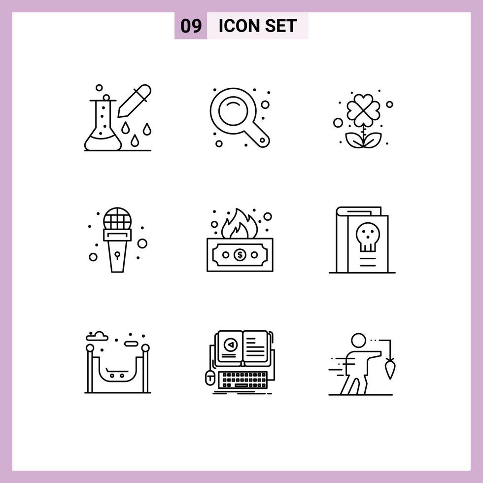 9 Creative Icons Modern Signs and Symbols of finance reporter zoom tool news mic Editable Vector Design Elements