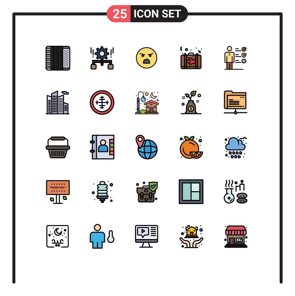 Set of 25 Modern UI Icons Symbols Signs for suitcase love share briefcase feeling Editable Vector Design Elements