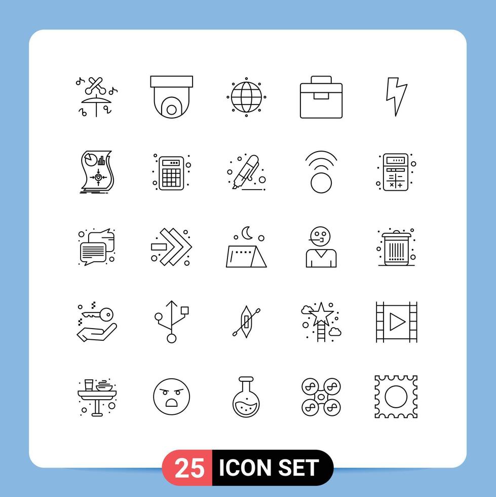 25 Thematic Vector Lines and Editable Symbols of estimation basic globe power lunchbox Editable Vector Design Elements