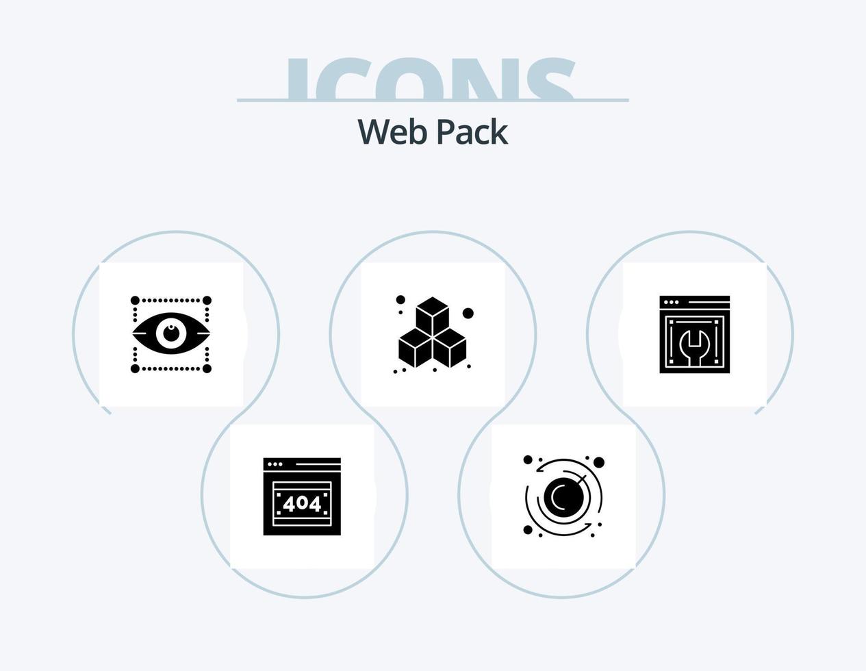 Web Pack Glyph Icon Pack 5 Icon Design. . web development. designing. web configuration. cube vector