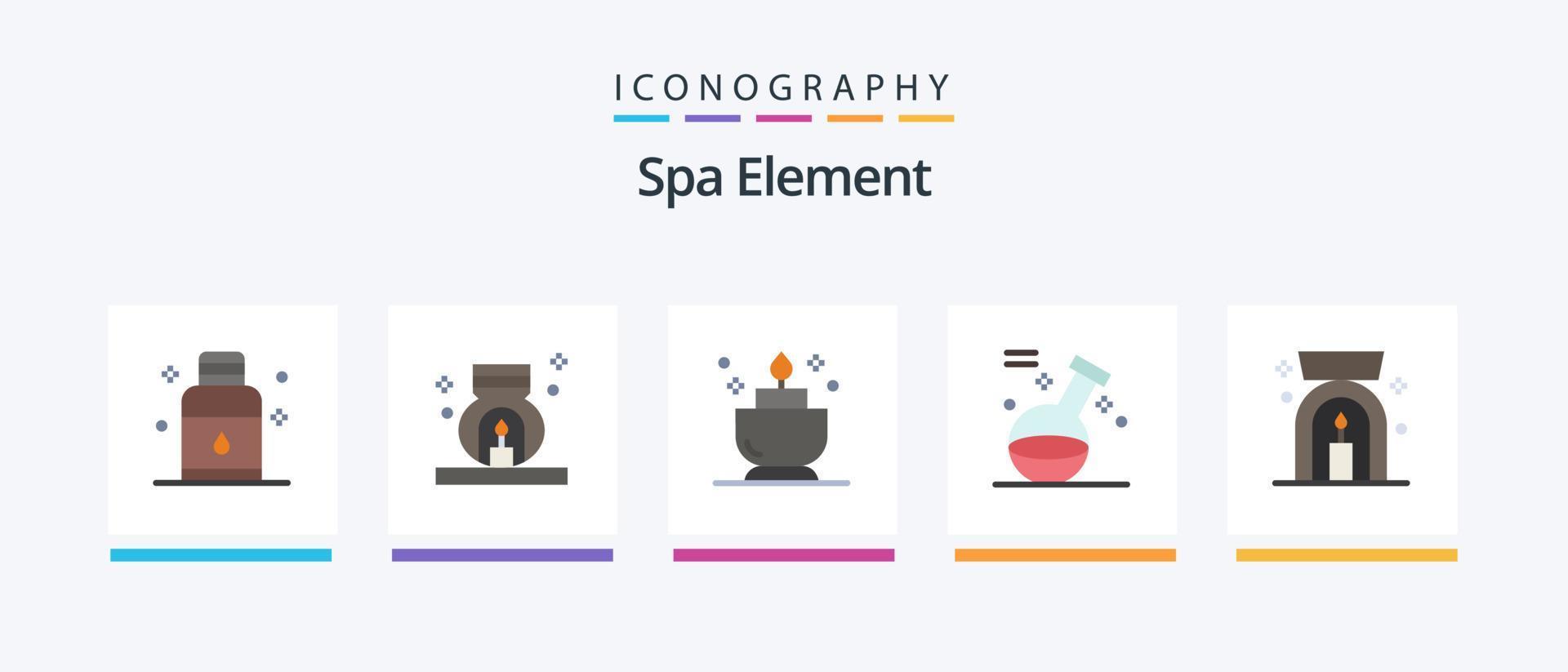 Spa Element Flat 5 Icon Pack Including lamp. spa. spa. potion. element. Creative Icons Design vector
