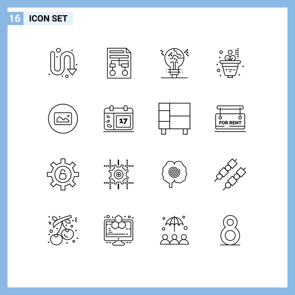 Universal Icon Symbols Group of 16 Modern Outlines of image growth document business fake Editable Vector Design Elements