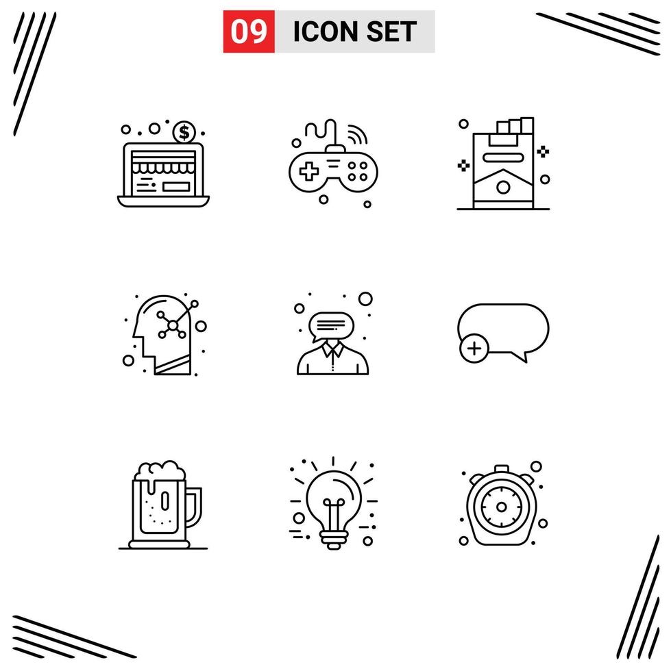 Set of 9 Modern UI Icons Symbols Signs for customer human mind cigar psychology optimistic Editable Vector Design Elements