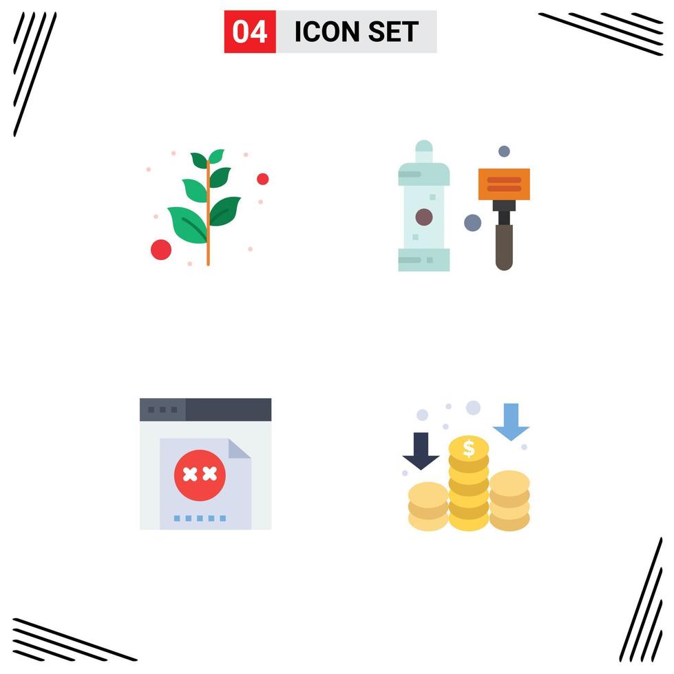 Set of 4 Commercial Flat Icons pack for branch programming bath shave finance Editable Vector Design Elements