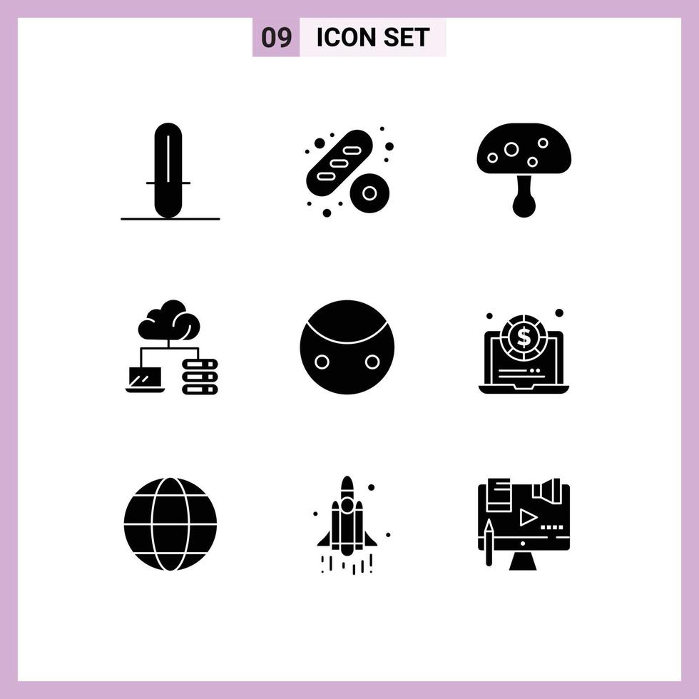 9 Solid Glyph concept for Websites Mobile and Apps dollar symbolism poison sign server Editable Vector Design Elements