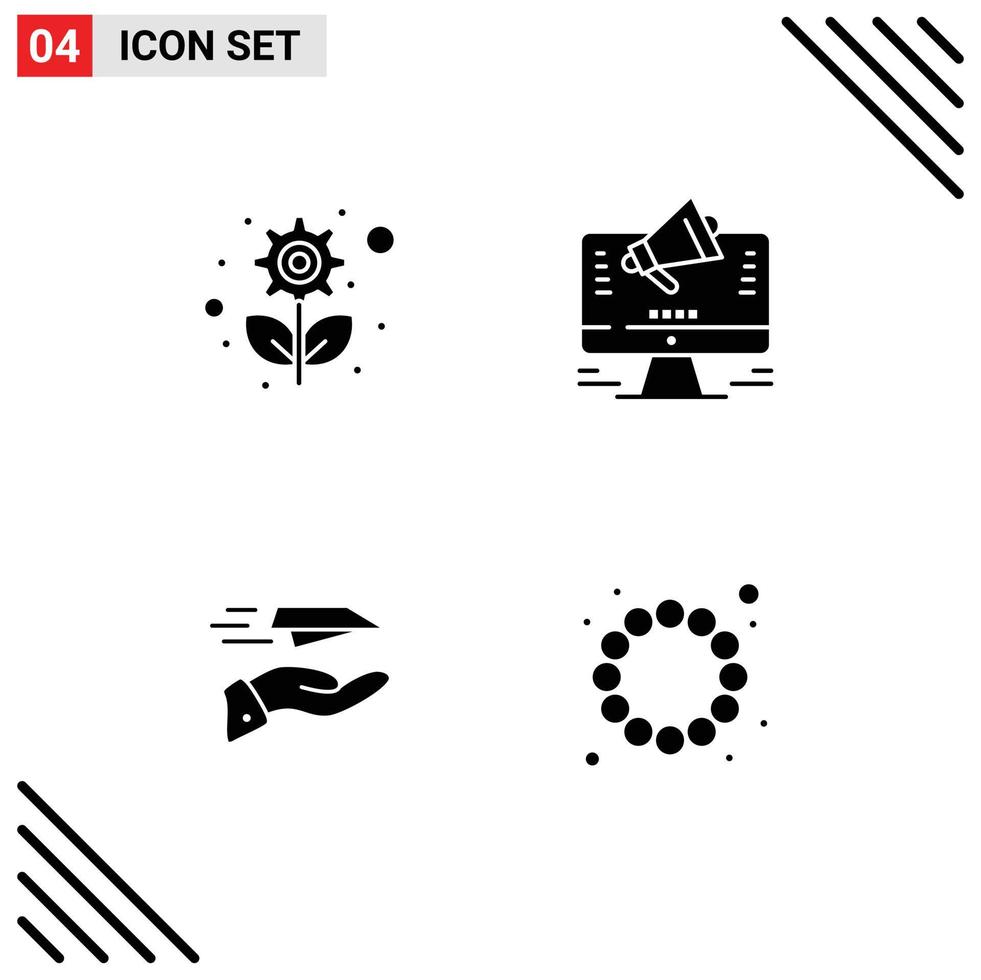 Stock Vector Icon Pack of 4 Line Signs and Symbols for recycling hand gear web paper plane Editable Vector Design Elements