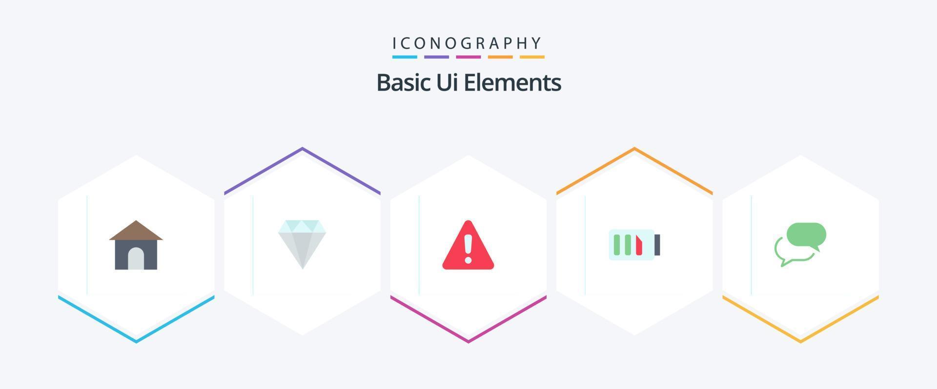 Basic Ui Elements 25 Flat icon pack including chat. simple. alert. electricity. charge vector