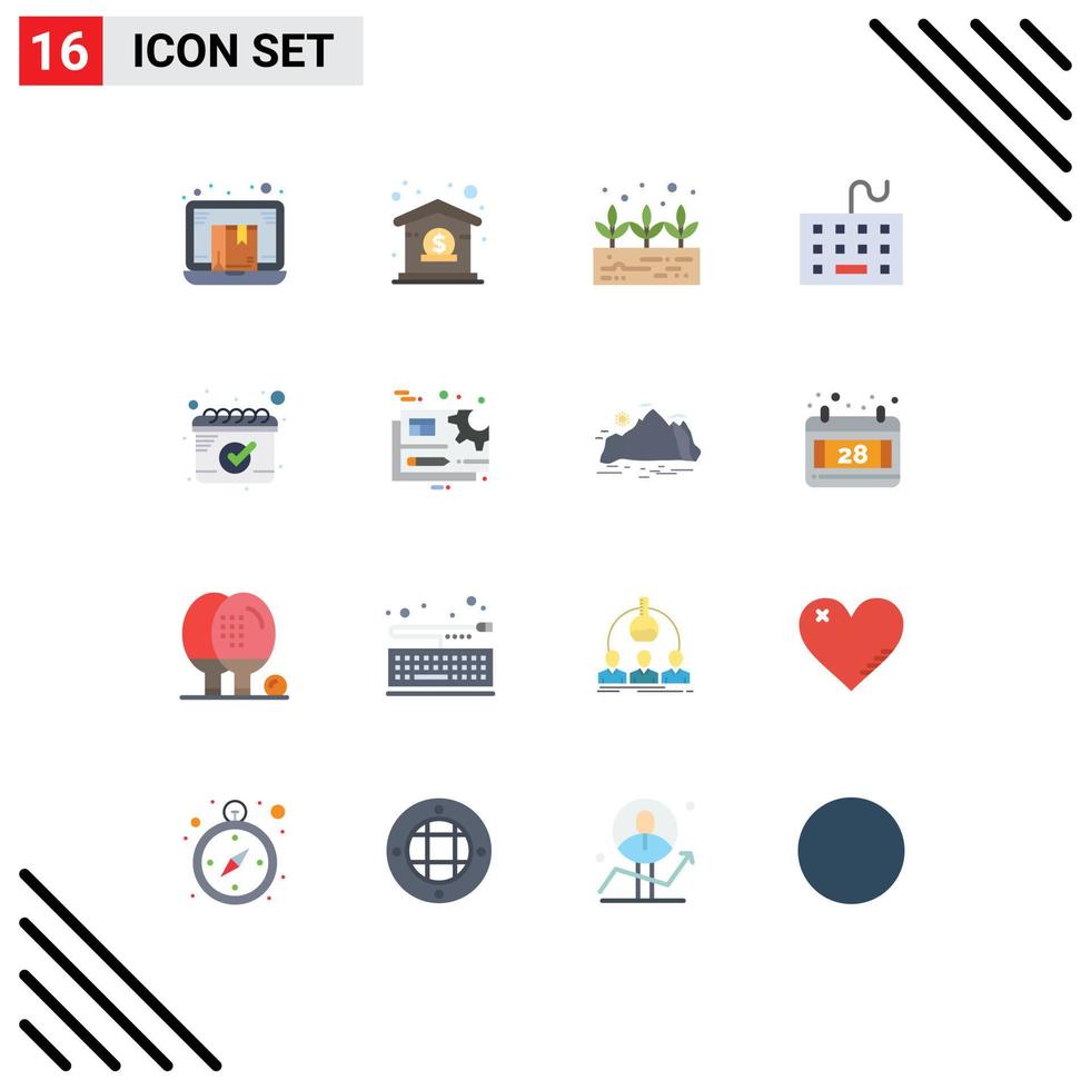 Universal Icon Symbols Group of 16 Modern Flat Colors of calendar hardware dollar equipment computer Editable Pack of Creative Vector Design Elements