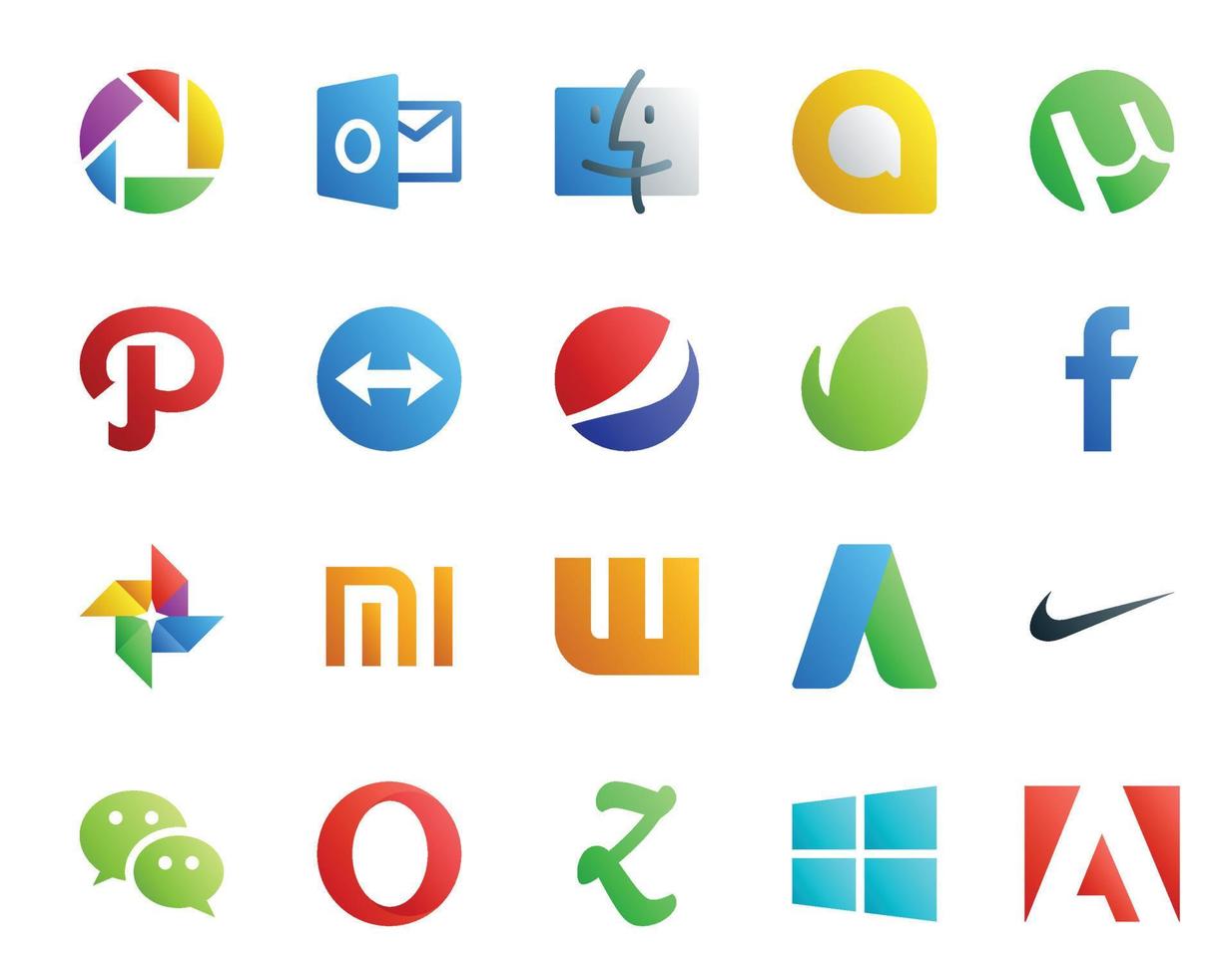 20 Social Media Icon Pack Including opera wechat envato nike wattpad vector
