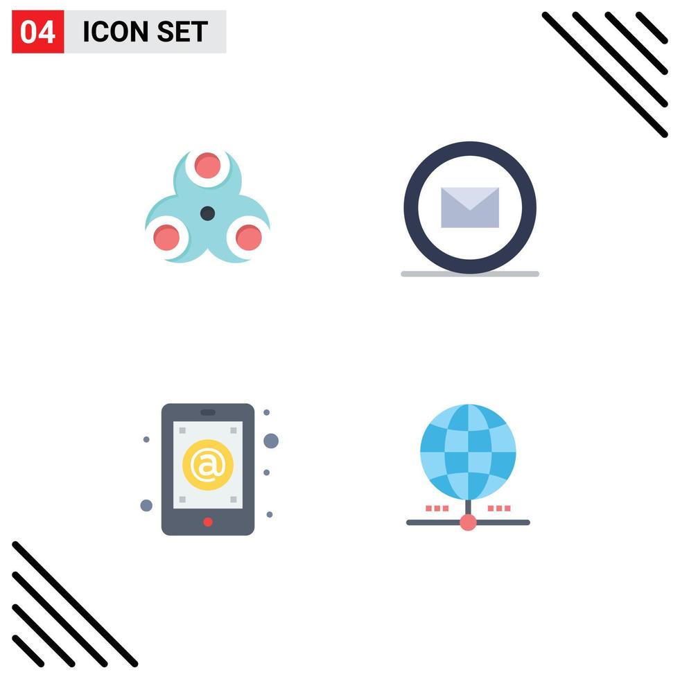 Flat Icon Pack of 4 Universal Symbols of hazard email health online mail Editable Vector Design Elements