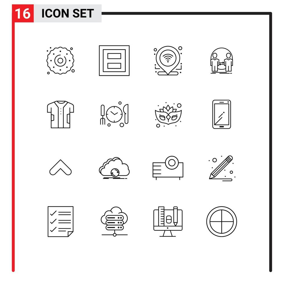 Set of 16 Commercial Outlines pack for duplicate user two clone connection Editable Vector Design Elements