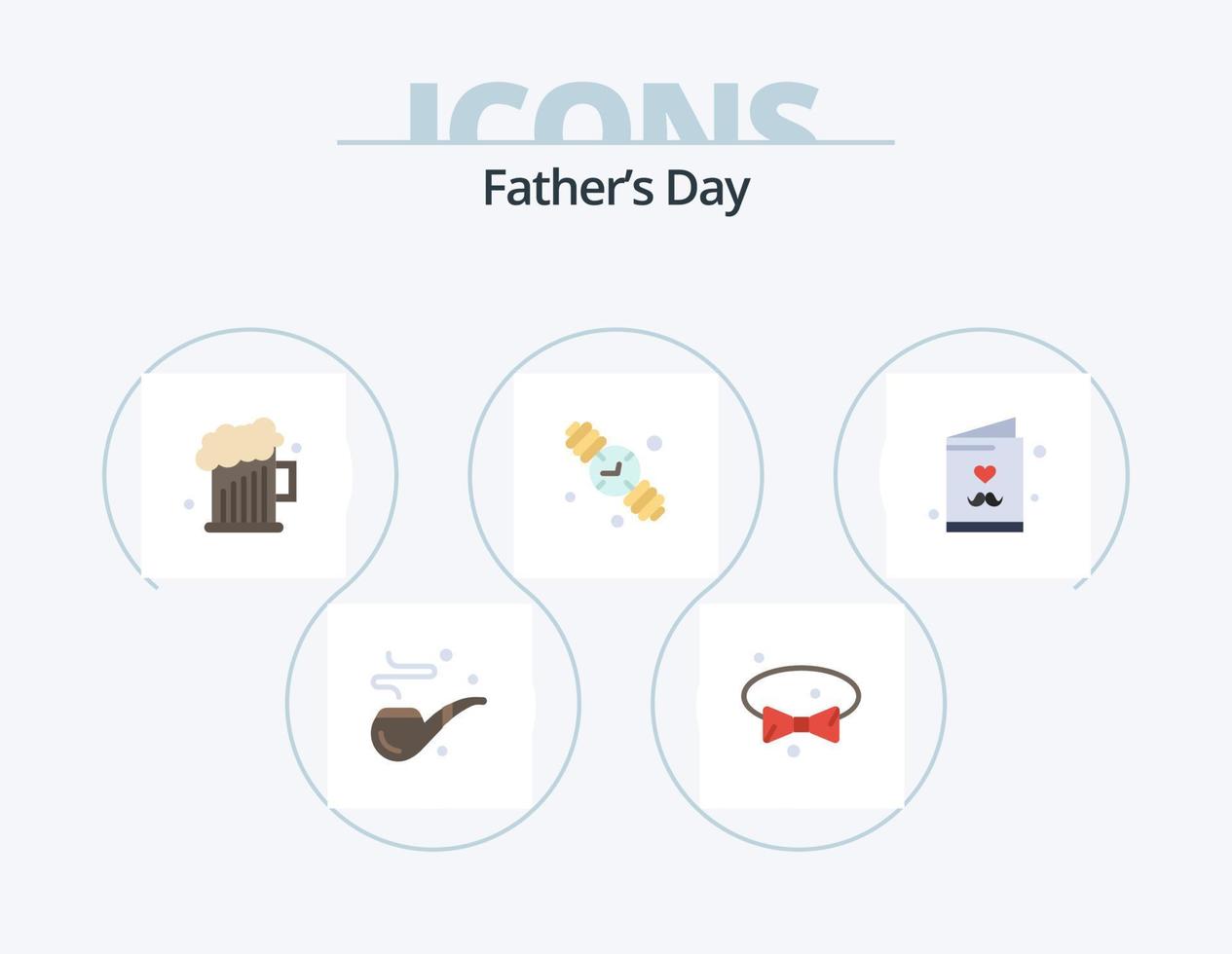 Fathers Day Flat Icon Pack 5 Icon Design. father. hand watch. beer. fathers day. clock vector