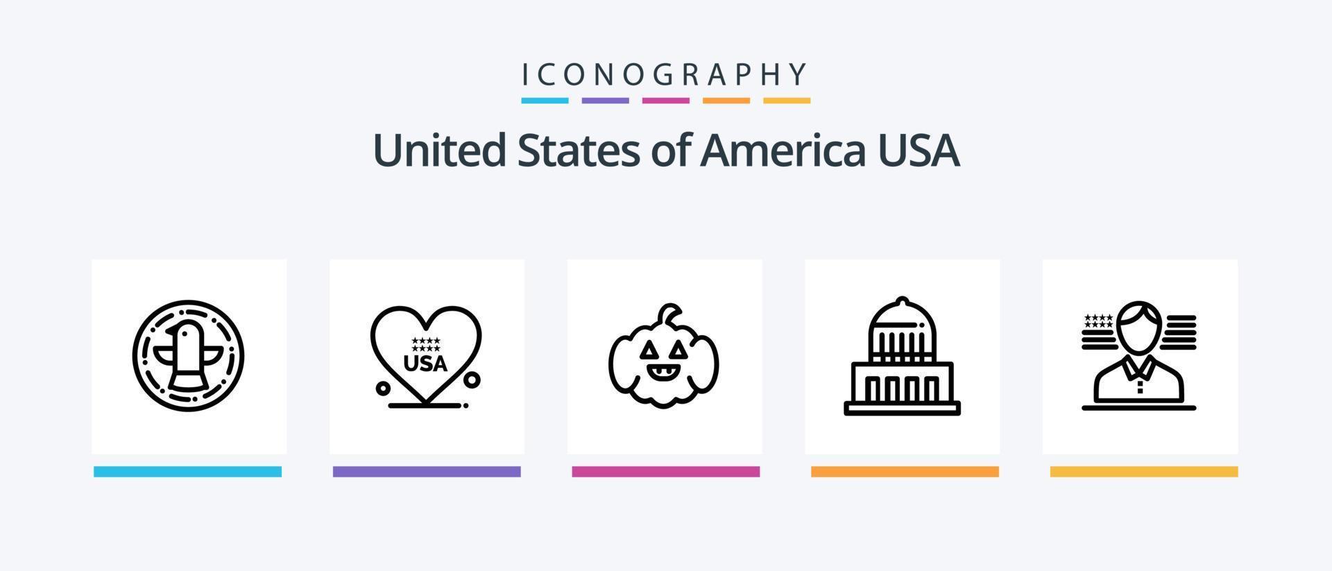 Usa Line 5 Icon Pack Including burger. american. drum. ball. st. Creative Icons Design vector