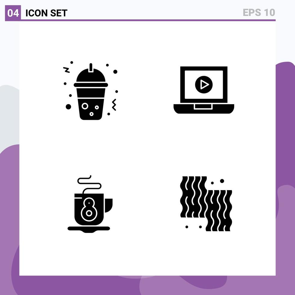 Editable Vector Line Pack of Simple Solid Glyphs of frappe animal laptop coffee cooking Editable Vector Design Elements