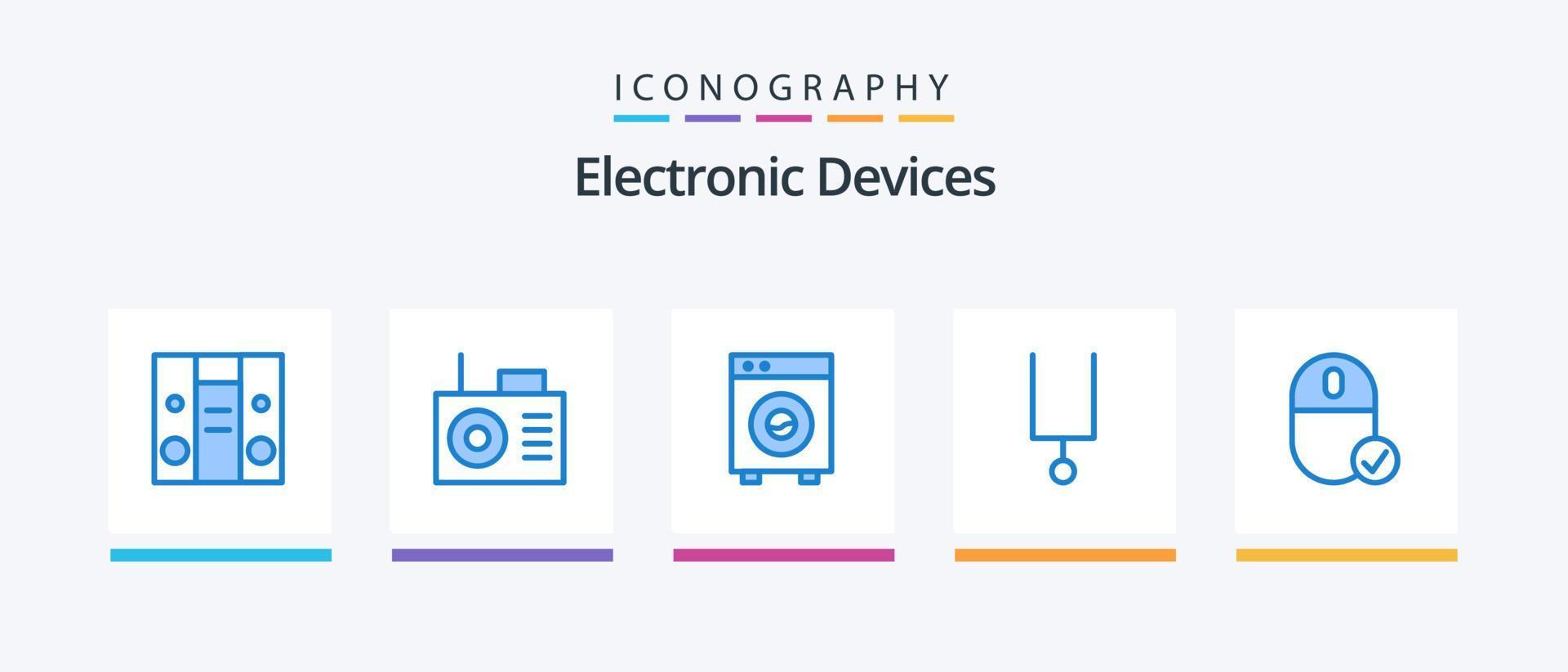 Devices Blue 5 Icon Pack Including hardware. devices. equipment. connected. tuning fork. Creative Icons Design vector