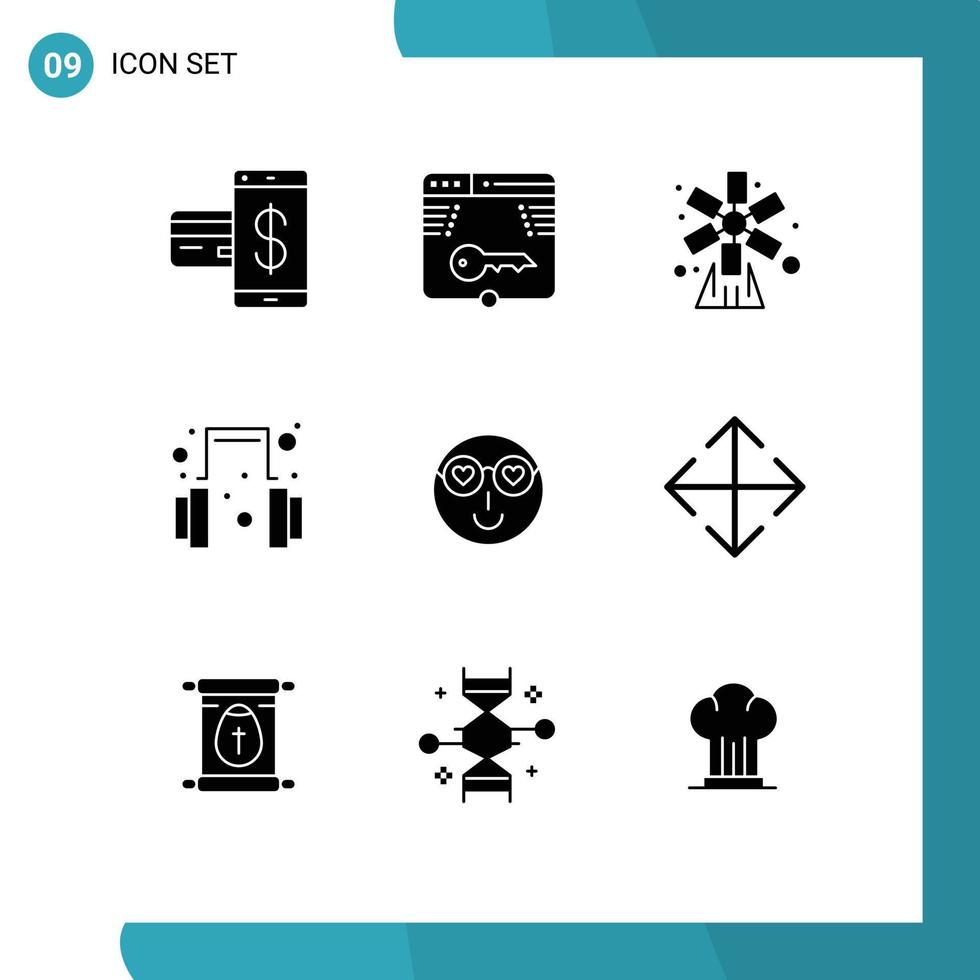 9 Solid Glyph concept for Websites Mobile and Apps support headset form windmill garden Editable Vector Design Elements