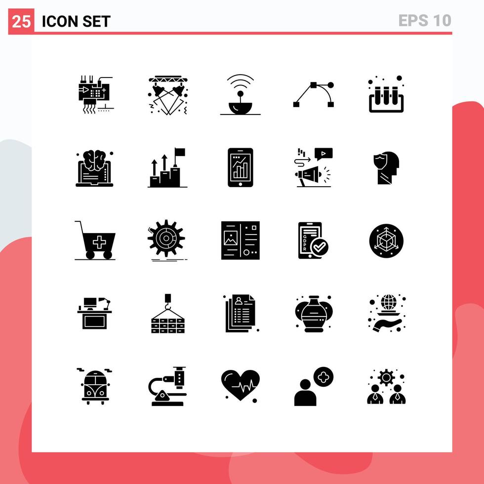 25 Universal Solid Glyphs Set for Web and Mobile Applications point anchor electricity space science Editable Vector Design Elements