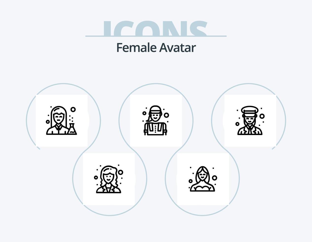 Female Avatar Line Icon Pack 5 Icon Design. medicine. chemist. female. data scientist. analyzer vector