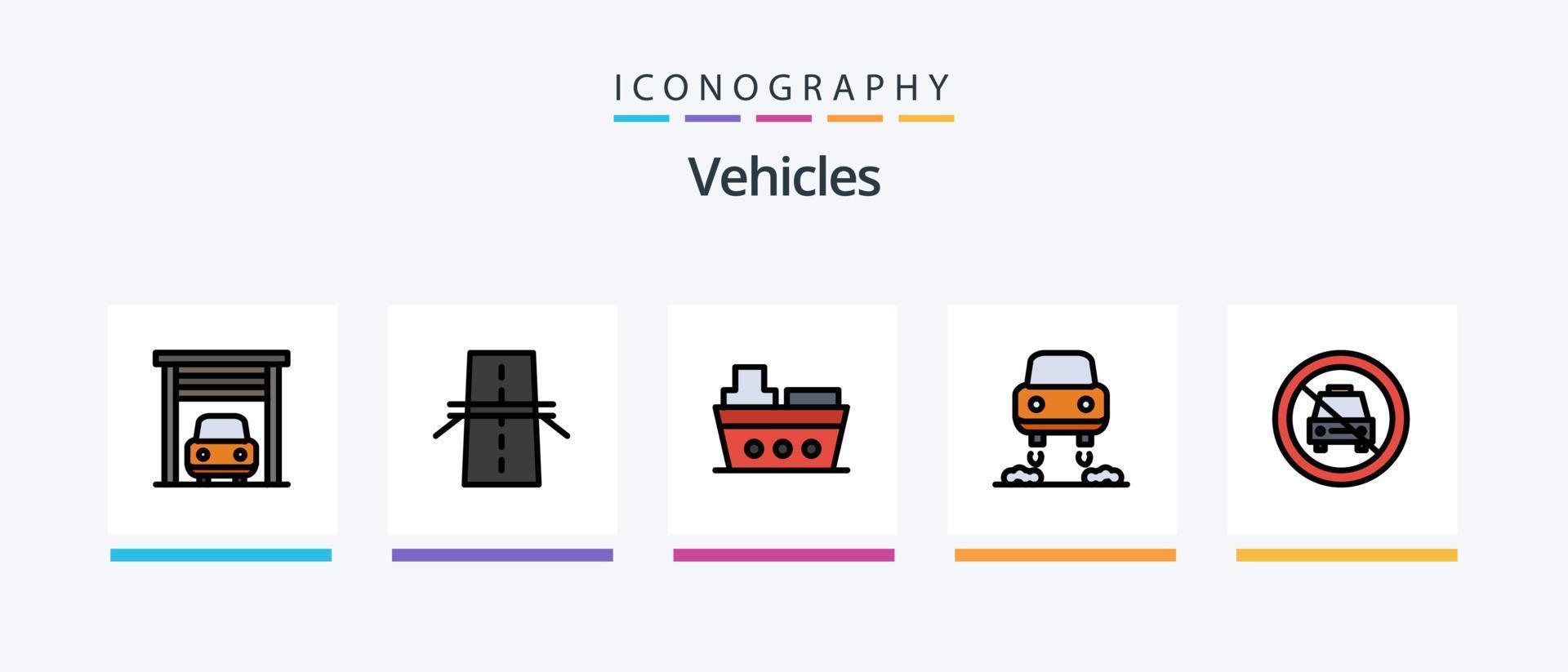 vehículos línea lleno 5 5 icono paquete incluso estrella. coche. llave. carretera. creativo. creativo íconos diseño vector