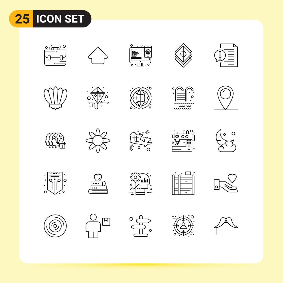 25 Universal Line Signs Symbols of document communication web layer layers Editable Vector Design Elements