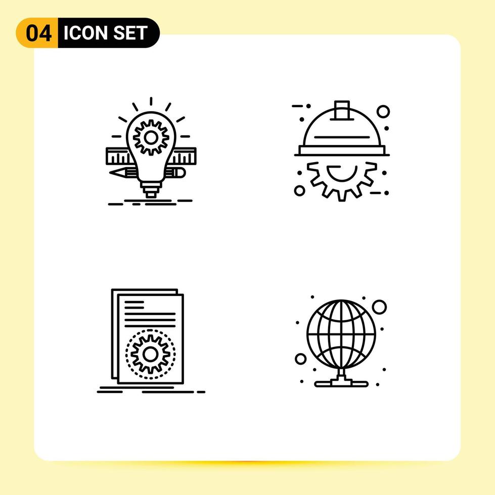 Set of 4 Commercial Filledline Flat Colors pack for deveopment code pencil engineer file Editable Vector Design Elements