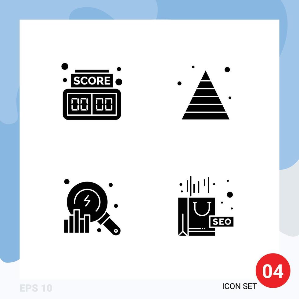 Pictogram Set of 4 Simple Solid Glyphs of board data business pyramid complex Editable Vector Design Elements
