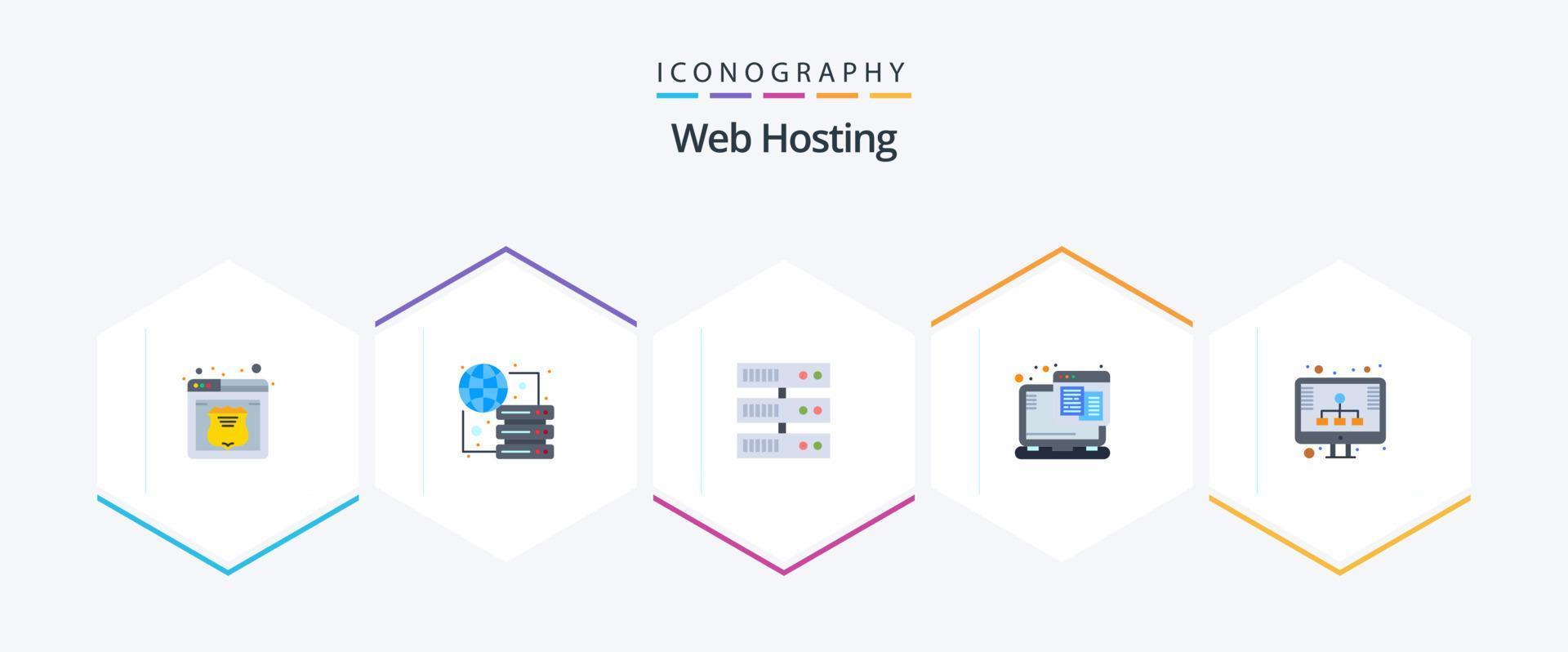 Web Hosting 25 Flat icon pack including hosting. web. web hosting. technology vector