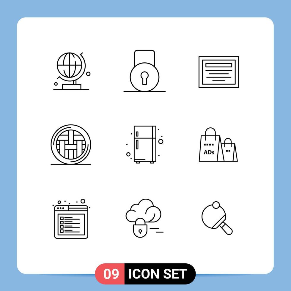 Group of 9 Outlines Signs and Symbols for refrigerator electronic device file thanksgiving holiday Editable Vector Design Elements