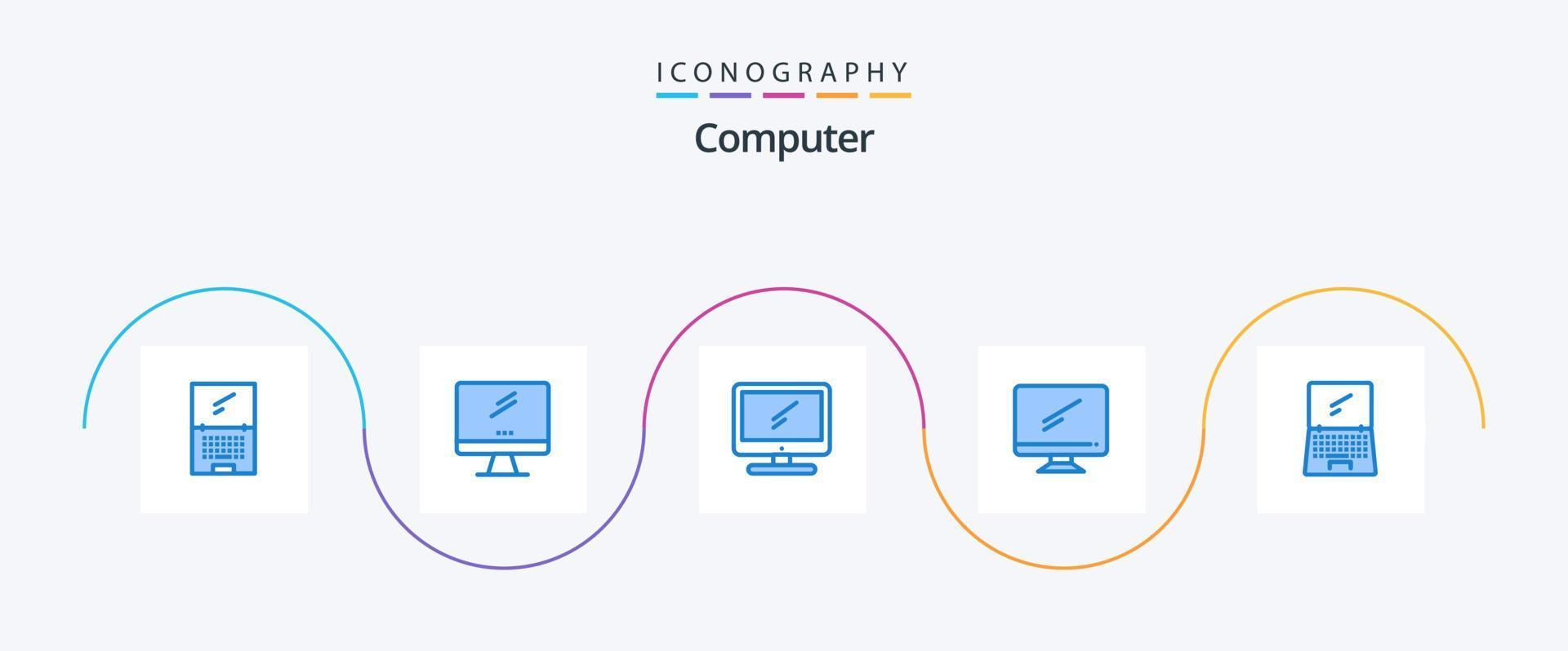 computadora azul 5 5 icono paquete incluso . imac. móvil. dispositivo vector