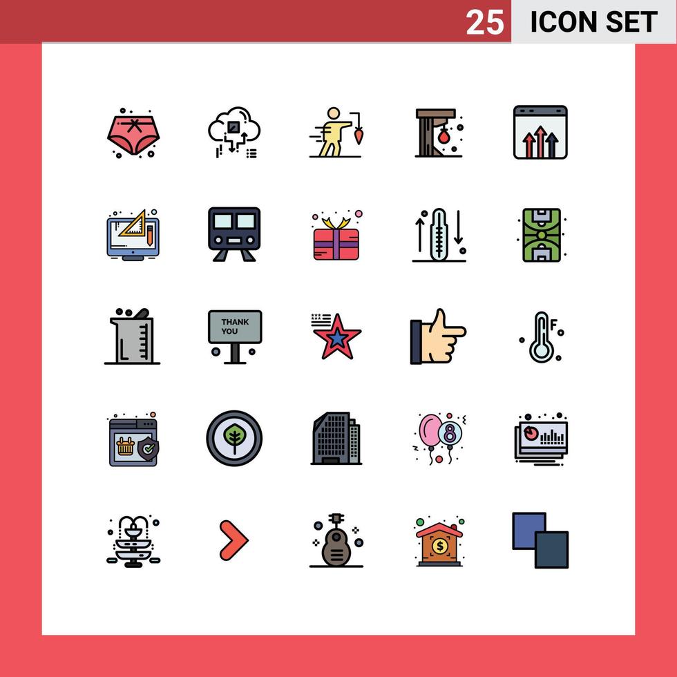 25 Universal Filled line Flat Colors Set for Web and Mobile Applications business game aspiration fun goal Editable Vector Design Elements