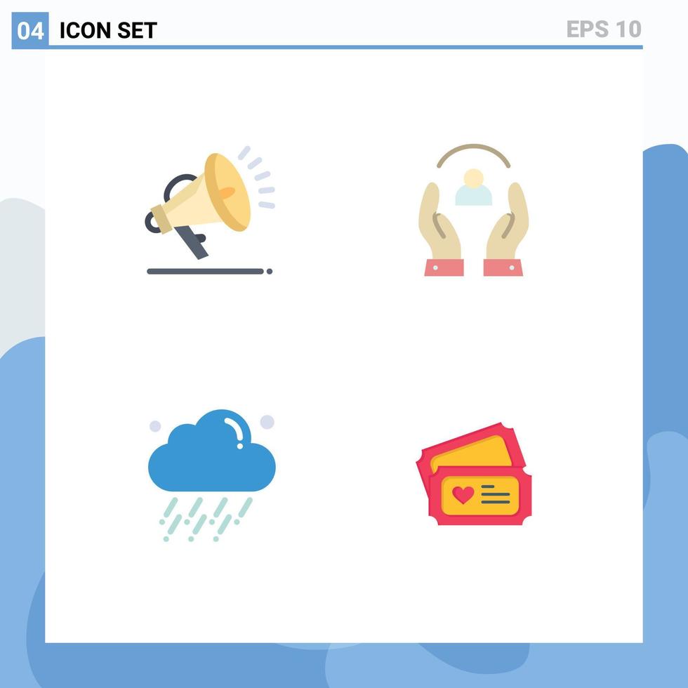plano icono paquete de 4 4 universal símbolos de gdpr lluvia cuidado personas viento editable vector diseño elementos