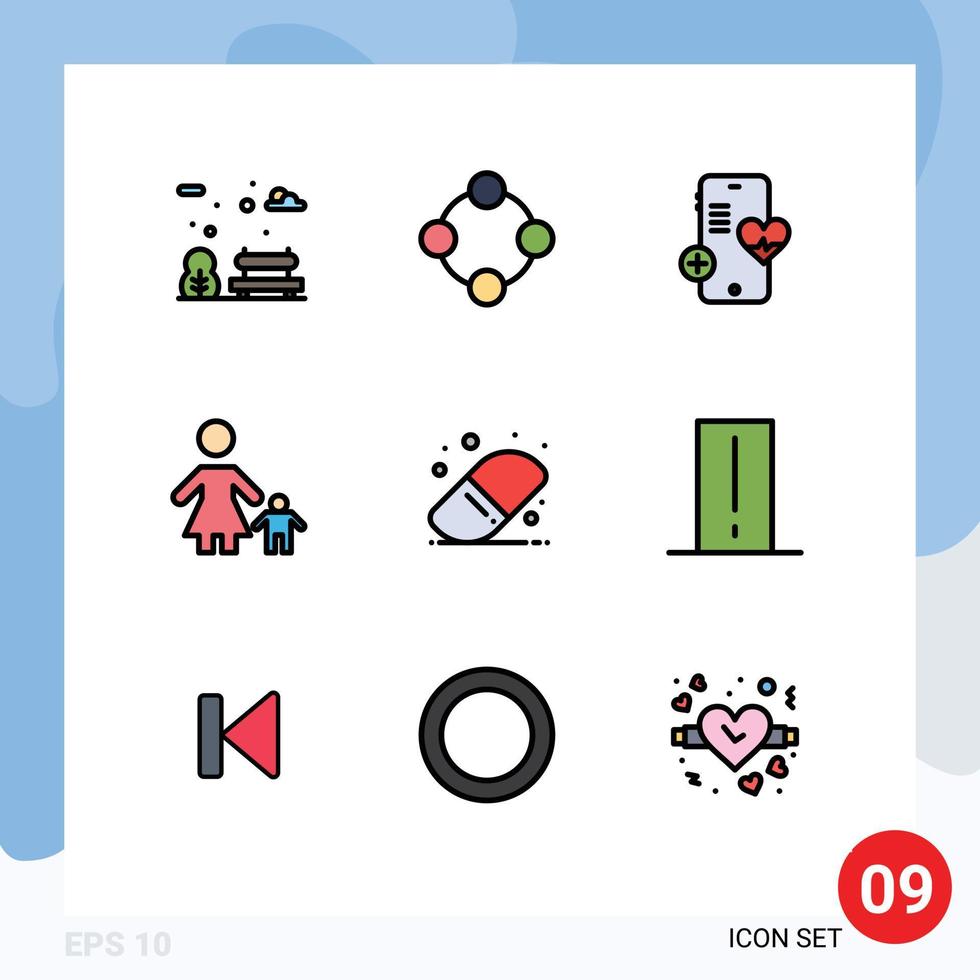 valores vector icono paquete de 9 9 línea señales y símbolos para espalda a colegio mamá médico niño niño editable vector diseño elementos