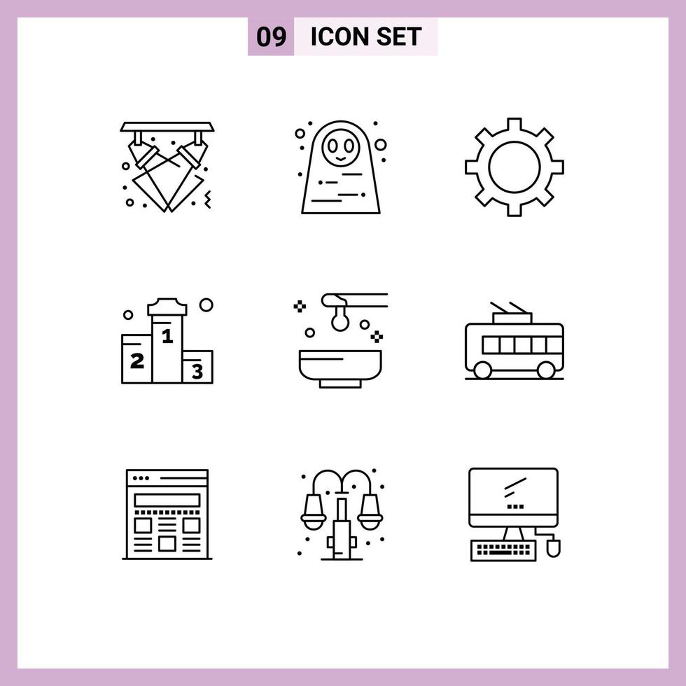 Outline Pack of 9 Universal Symbols of honey race scary won position Editable Vector Design Elements