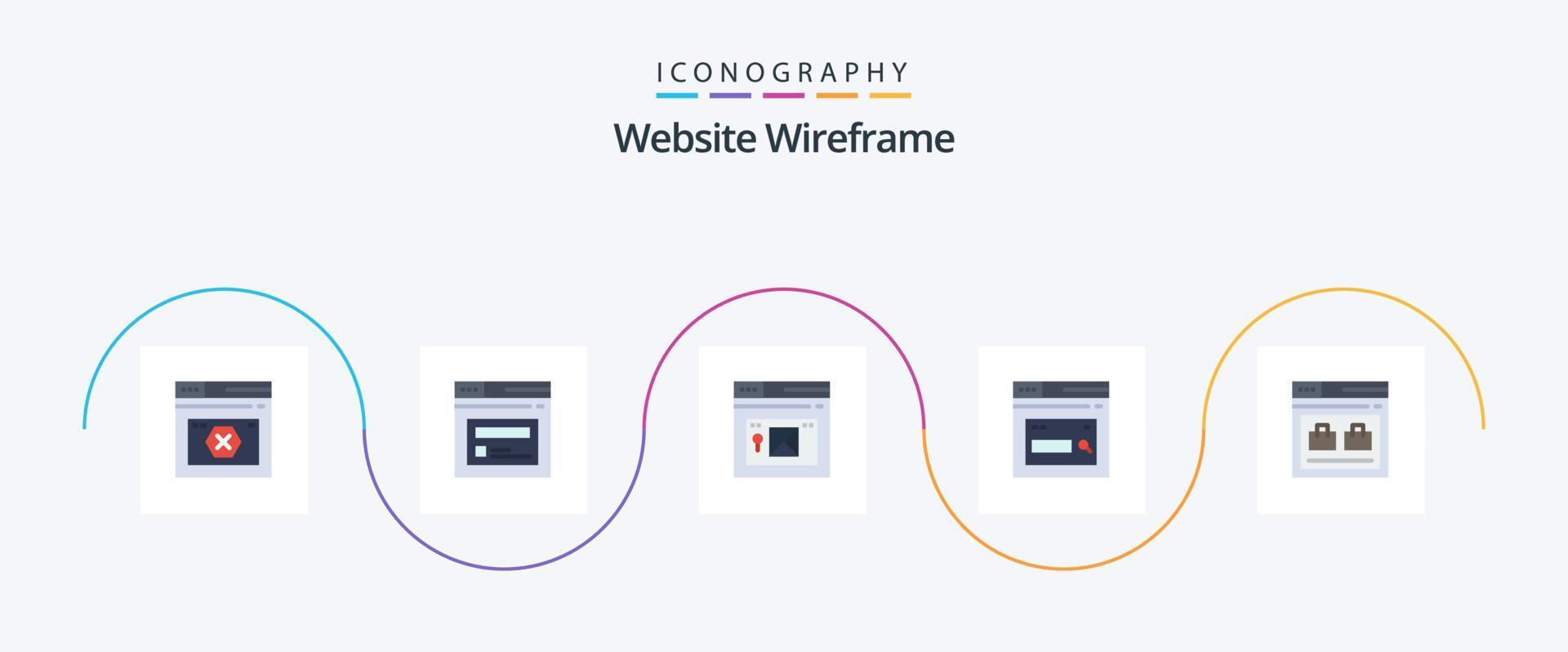 Website Wireframe Flat 5 Icon Pack Including website. page. website. internet. website vector