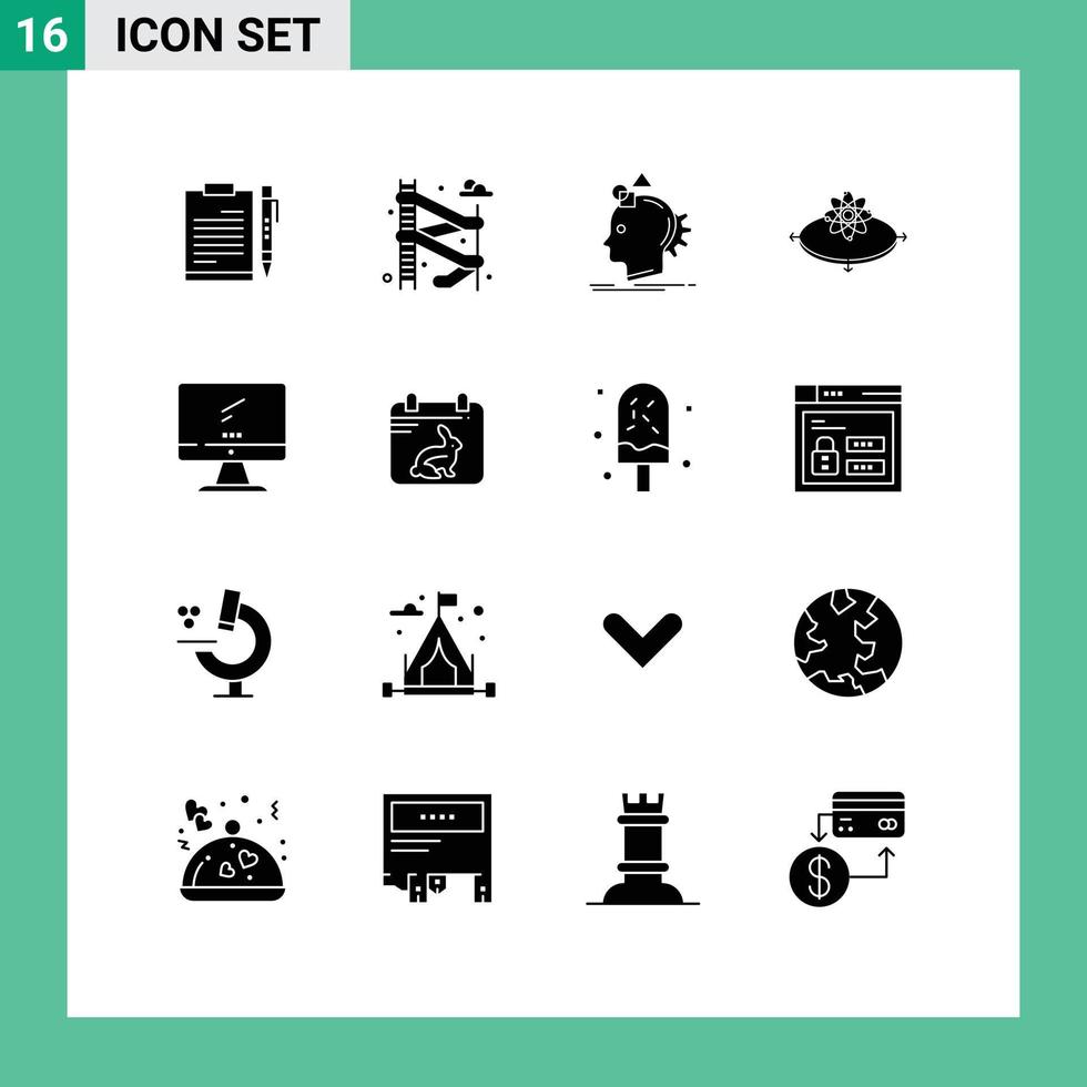 Universal Icon Symbols Group of 16 Modern Solid Glyphs of idea business water process imagine Editable Vector Design Elements