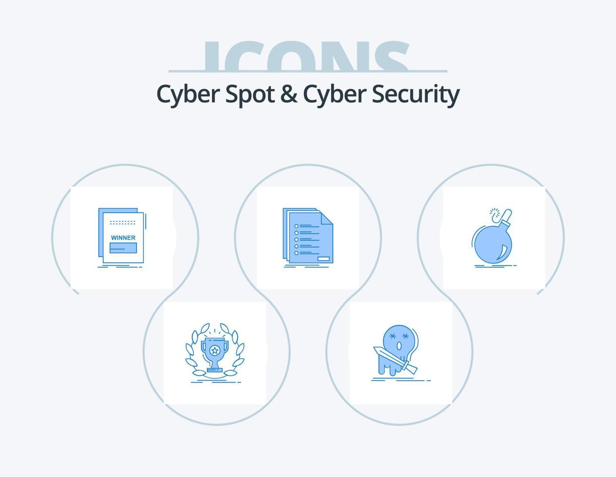 Cyber Spot And Cyber Security Blue Icon Pack 5 Icon Design. list. check. kill. script. maleficient vector