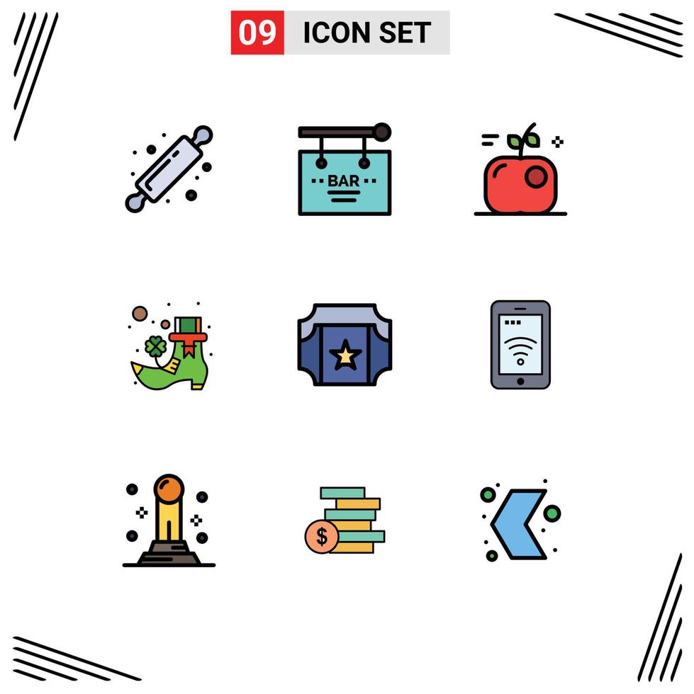 Stock Vector Icon Pack of 9 Line Signs and Symbols for film leprechaun sign irish science Editable Vector Design Elements
