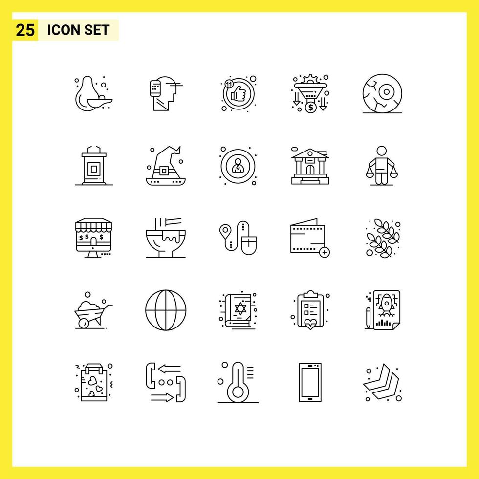 Set of 25 Modern UI Icons Symbols Signs for night halloween like money filter Editable Vector Design Elements