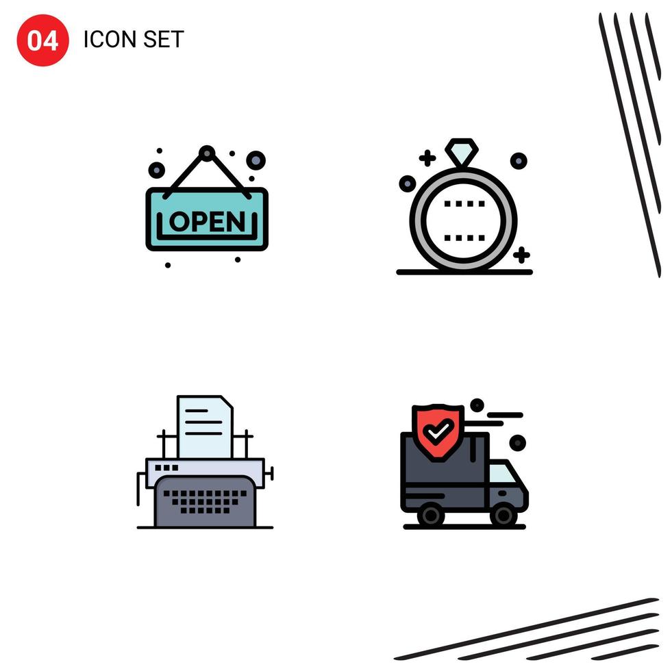 4 Creative Icons Modern Signs and Symbols of open fax celebration ring machine Editable Vector Design Elements