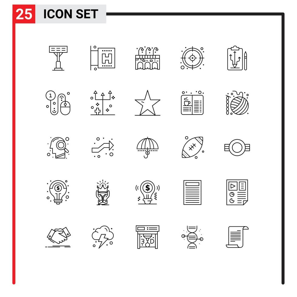 Set of 25 Modern UI Icons Symbols Signs for business tactics pub strategy head Editable Vector Design Elements