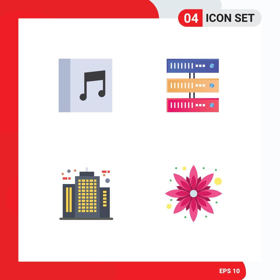 Set of 4 Modern UI Icons Symbols Signs for album building computing network construction Editable Vector Design Elements